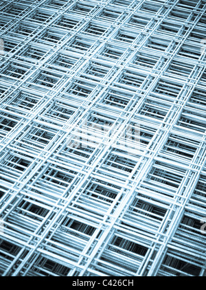 Pile of reinforcement steel meshes / reinforcement mats on a building site Stock Photo