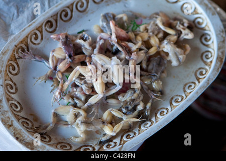 Peru, Cusco, Cuzco. Market, selling frog's legs. Stock Photo