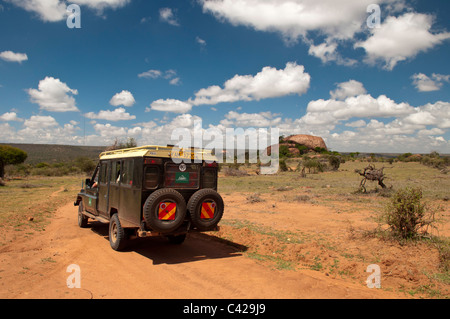 Off-road vehicle, Laikipia, Kenya. Stock Photo