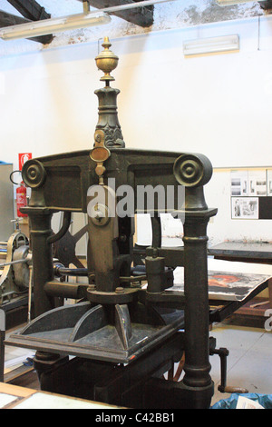 Old hand operated printing press Amos Dell'Orto di Monza 1870 Stock Photo