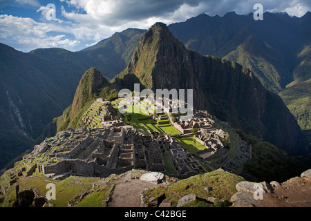 Peru, Aguas Calientes, Machu Picchu.15th-century Inca site located 2,430 metres (7,970 ft) above sea level. Stock Photo
