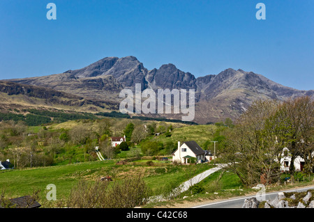 Scottish mountain Blabheinn (Blaven) viewed from small village Torrin on the Isle of Skye Scotland Stock Photo