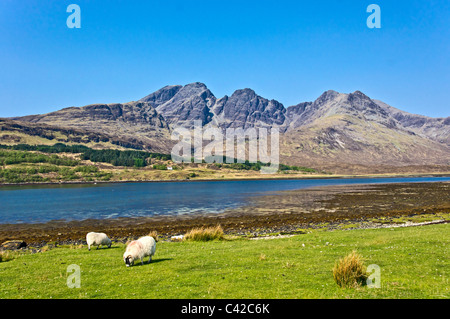 Scottish mountain Blabheinn (Blaven) viewed from Loch Slapin near Torrin Isle of Skye Scotland Stock Photo