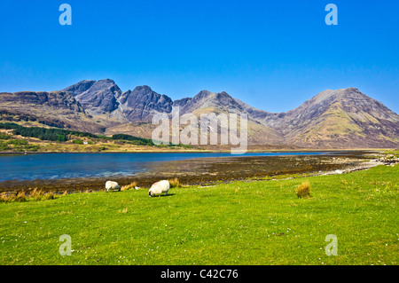 Scottish mountain Blabheinn (Blaven) viewed from Loch Slapin near Torrin Isle of Skye Scotland Stock Photo