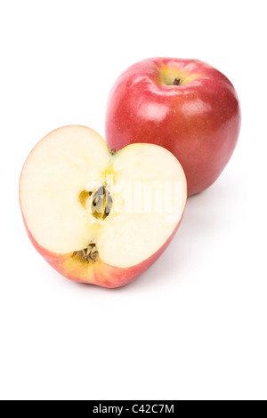 Red Apple with white background, close up shot Stock Photo