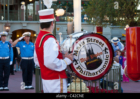 The Main Street Philharmonic Band in Town Square at the Magic Kingdom in Disney World, Kissimmee, Florida Stock Photo