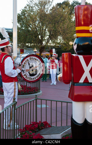 The Main Street Philharmonic Band in Town Square at the Magic Kingdom in Disney World, Kissimmee, Florida Stock Photo