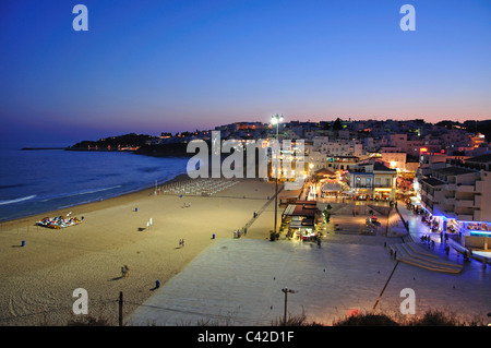 View of Old Town at dusk, Albufeira, Algarve Region, Portugal Stock Photo