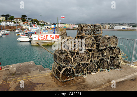 lobster crab pots paignton harbour devon england uk Stock Photo