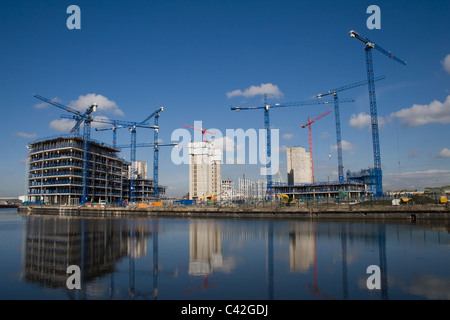 Construction at Media City UK in Salford Quays, Salford, North West UK