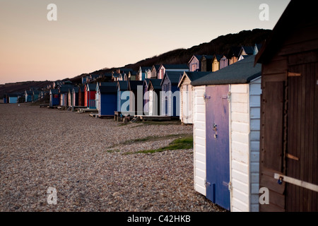 Beach huts at Milford on Sea, Hampshire, UK Stock Photo