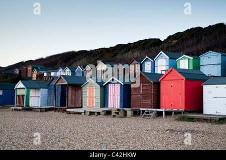 Beach huts at Milford on Sea, Hampshire, UK Stock Photo