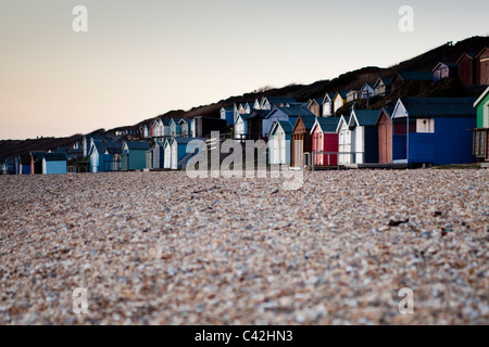 Beach huts at Milford on Sea, Hampshire, UK Stock Photo