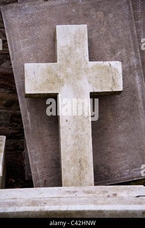 Stone Cross in graveyard Stock Photo