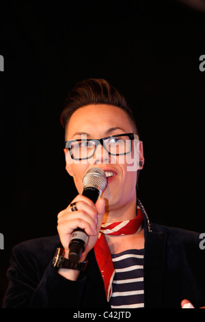 Gok Wan, celebrity fashion guru on stage at Glasgow's 'Glam in the City' event Stock Photo