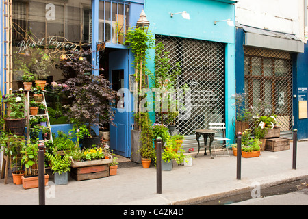 PARIS, FRANCE - MAY 08, 2011:  Florist shop in rue Grange aux Belles Stock Photo