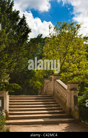 PARIS, FRANCE - MAY 08, 2011: Bridge in Parc Monceau in summer Stock Photo