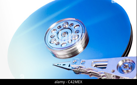 close up of hard disk with abstract reflection Stock Photo