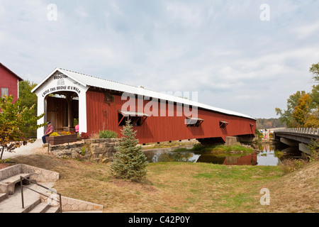 Replica of the Bridgeton Covered Bridge which was built in 2006 in Parke County, Indiana, USA Stock Photo