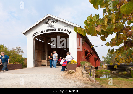 Replica of the Bridgeton Covered Bridge which was built in 2006 in Parke County, Indiana, USA Stock Photo
