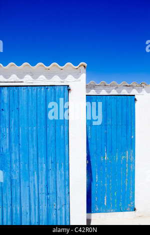 architecture balearic islands white blue doors detail Balearic islands Stock Photo