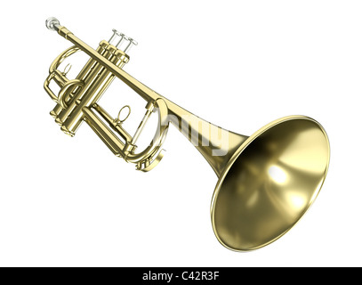 Trumpet isolated on a white background. 3D rendered illustration. Stock Photo