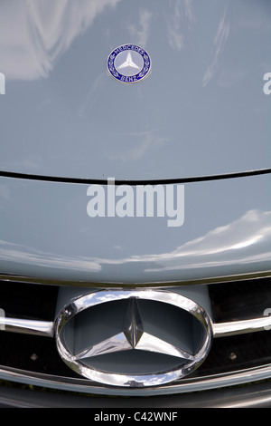 Detail of front of vintage Mercedes Benz motor car. Stock Photo