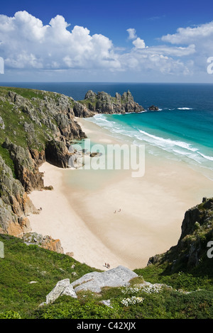 Treen Cliffs near Porthcurno to Logan Rock, West Cornwall, England UK Stock Photo