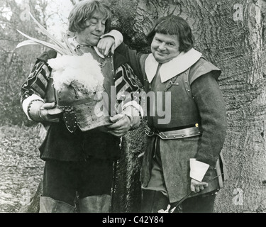 BENNY HILL UK comedian at right in a sketch on his TV show about 1958 with Bob Todd Stock Photo