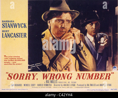 SORRY, WRONG NUMBER Poster for 1948 Paramount film with Burt Lancaster Stock Photo