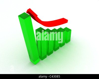 Growth chart - 3d Red Profit Arrow Over A Bar Graph Stock Photo