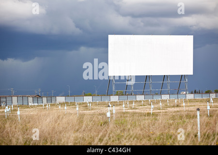 An outdoor drive in theater, closed down.  Winnipeg, Manitoba, Canada. Stock Photo