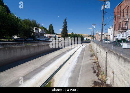 Channelised section of the South Palouse River in Colfax Washington USA Stock Photo