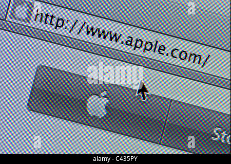 Close up of the Apple logo as seen on its website. (Editorial use only: print, TV, e-book and editorial website). Stock Photo