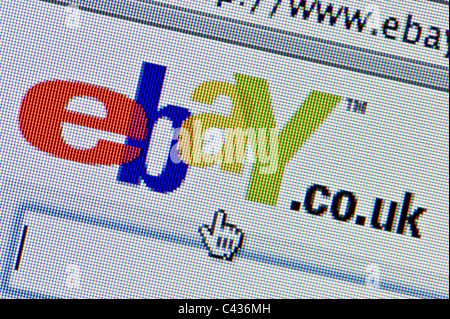 Close up of the eBay logo as seen on its website. (Editorial use only: print, TV, e-book and editorial website). Stock Photo