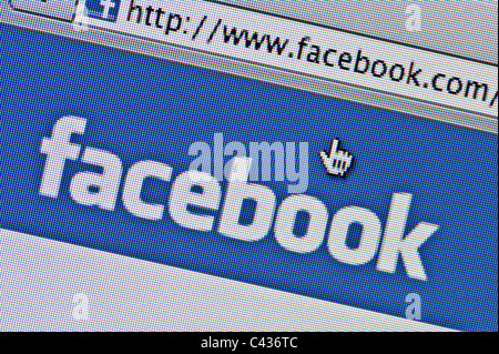 Close up of the Facebook logo as seen on its website. (Editorial use only: print, TV, e-book and editorial website). Stock Photo