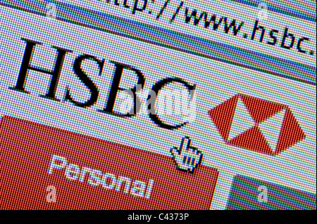 Close up of the HSBC logo as seen on its website. (Editorial use only: print, TV, e-book and editorial website). Stock Photo