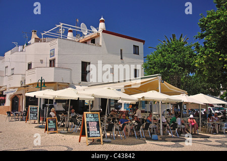Beachfront restaurant, Praia da Luz, Algarve Region, Portugal Stock Photo