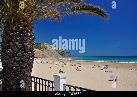 Beach promenade view, Praia da Luz, Algarve Region, Portugal Stock Photo