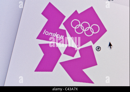 Close up of the London 2012 logo as seen on its website. (Editorial use only: print, TV, e-book and editorial website). Stock Photo