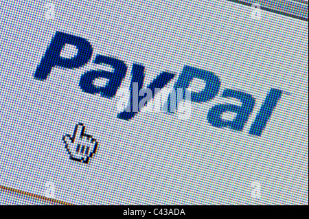 Close up of the PayPal logo as seen on its website. (Editorial use only: print, TV, e-book and editorial website). Stock Photo