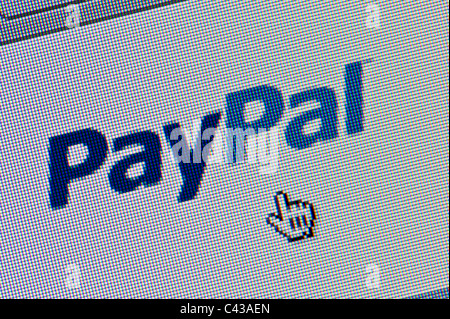 Close up of the PayPal logo as seen on its website. (Editorial use only: print, TV, e-book and editorial website). Stock Photo