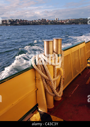 Brass and bronze bollards on a Sydney ferry Stock Photo