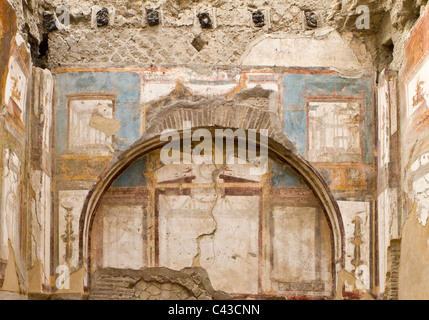 Mural at the ancient Roman town of Herculaneum Stock Photo