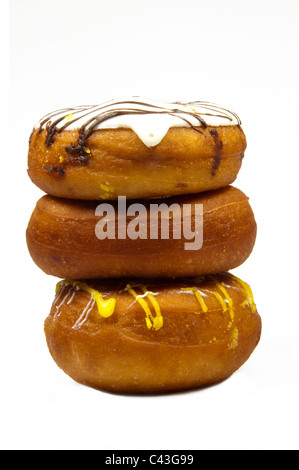 Three donuts in white background Stock Photo