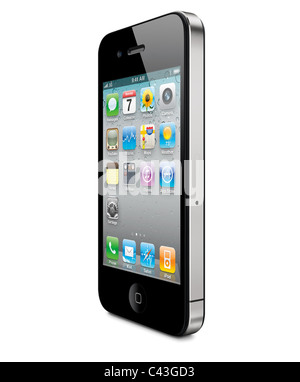 iPhone 4 cut out Perspective view, in white background Stock Photo
