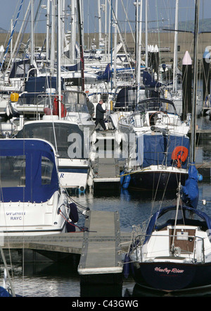 Bangor Marina is the largest marina in Northern Ireland and is situated on the southern shores of Belfast Lough close to the Iri Stock Photo