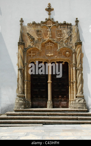 Decorated doorway at the Universidade da Velha University established in 1290 and one of the oldest universities in continuous operation in the world listed as UNESCO Heritage Site located in Coimbra in central Portugal Stock Photo