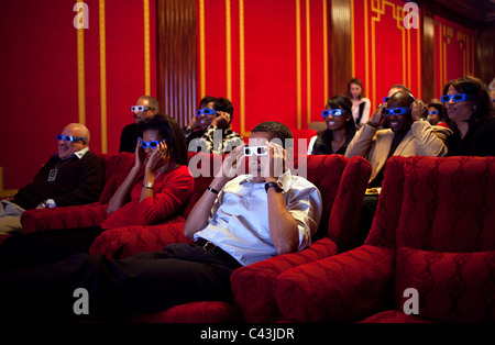 US President Barack Obama wears 3D glasses Stock Photo