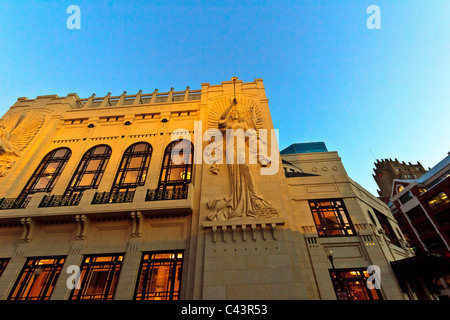 angel, statue, trumpet, Bass Performance Hall, Fort Worth, Nancy Lee, performing arts, sunset, Texas, USA Stock Photo